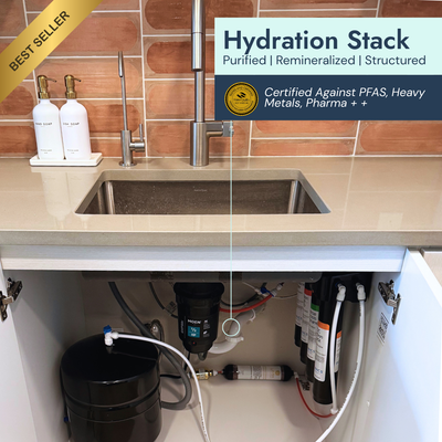 The Hydration Stack — Reverse Osmosis + Sango Coral Remineralization + UMH Structured Water under sink system